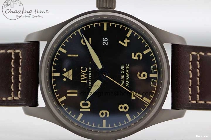 MIROTIME 0312 Mark XVIII IW327006 Titanium M+F 1:1 Best Edition Black Dial on Brown Leather Strap A Efficient 7052